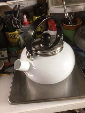 Creative Home Horizon 2.5 Quart White Porcelain Enamel Tea Kettle